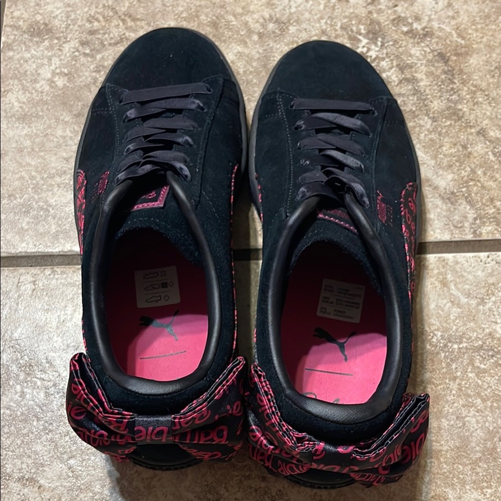 Puma Suede Barbie Black Sneakers with Pink Highlights